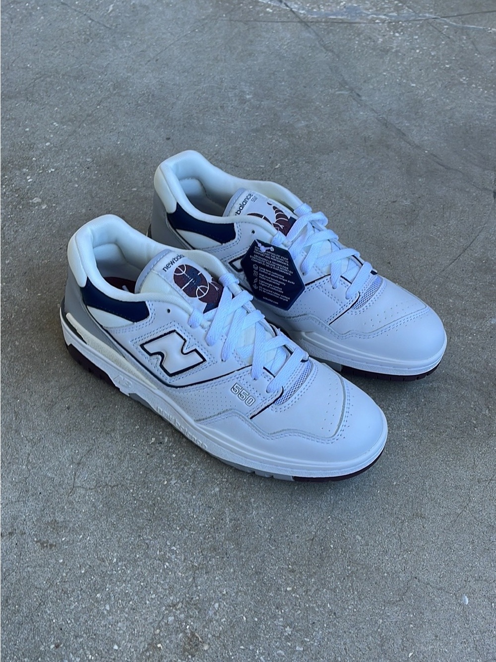 New Balance 550 Burgundy, White and Navy Low-Top Sneakers